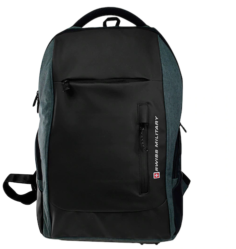 Unisex Grey & Black USB Charging Port Backpack with Digital Vacuum Flask